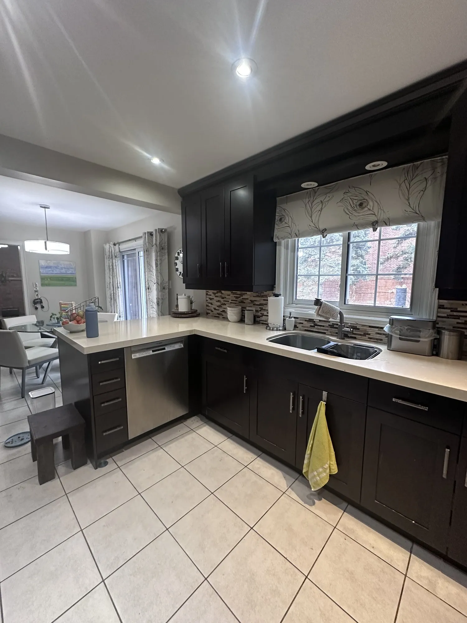 Before — espresso sprayed a light green, new handles, cabinets only — Erin Mills, Mississauga