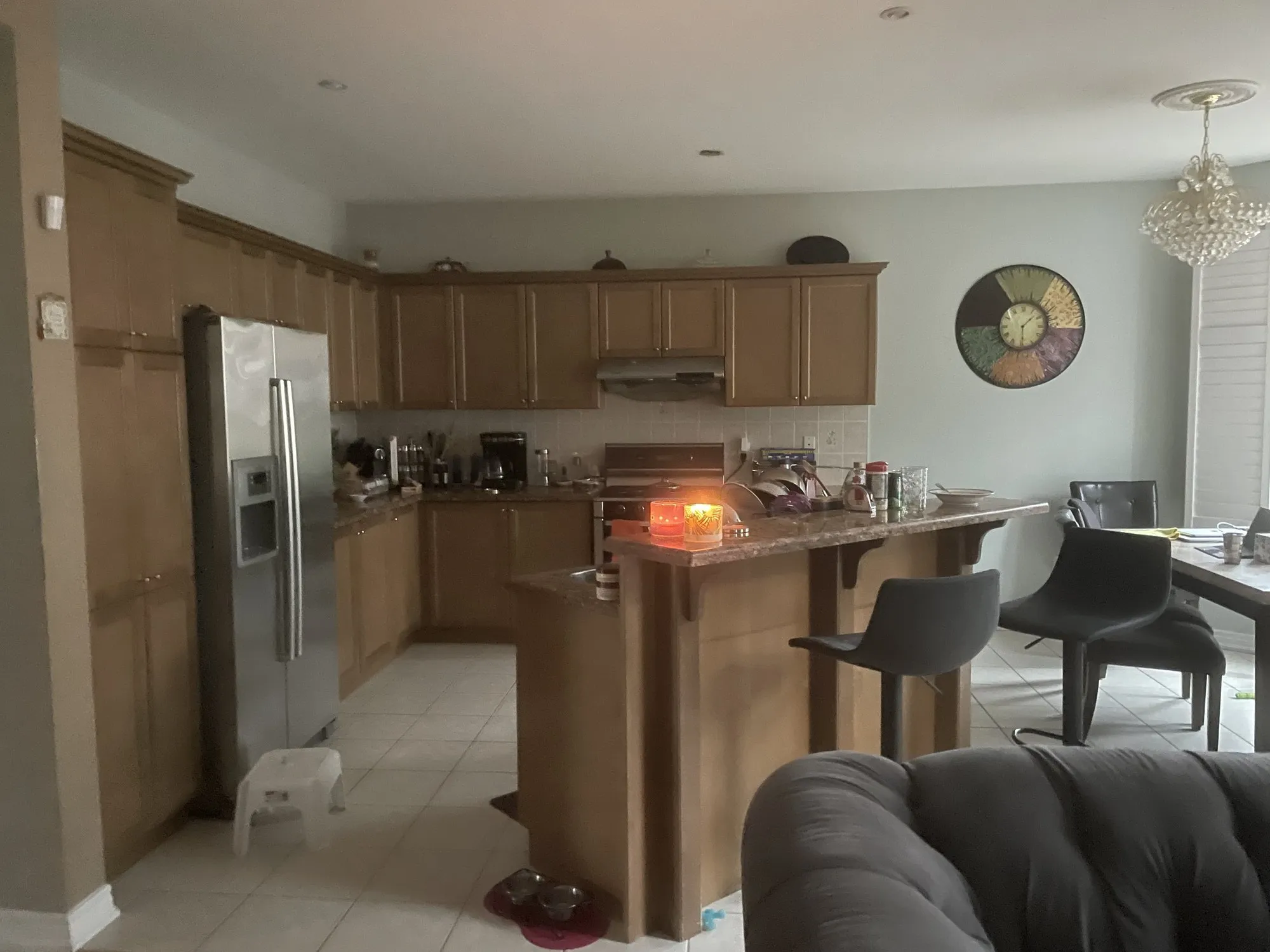 Before — custom two tone kitchen built and fitted, white with a navy island — Vellore Village, Vaughan