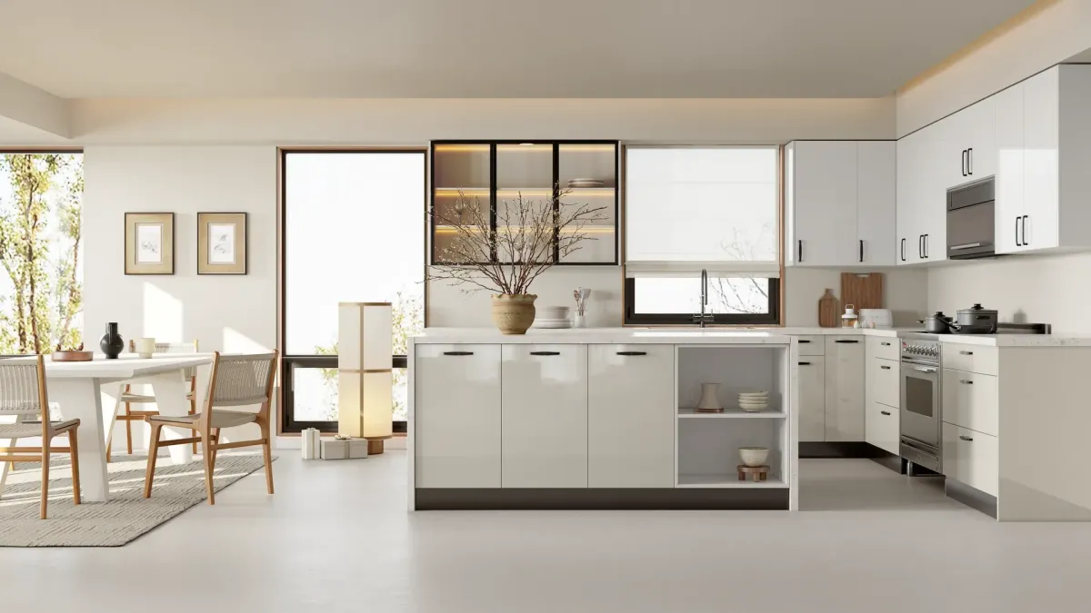 Glossy Light Grey kitchen