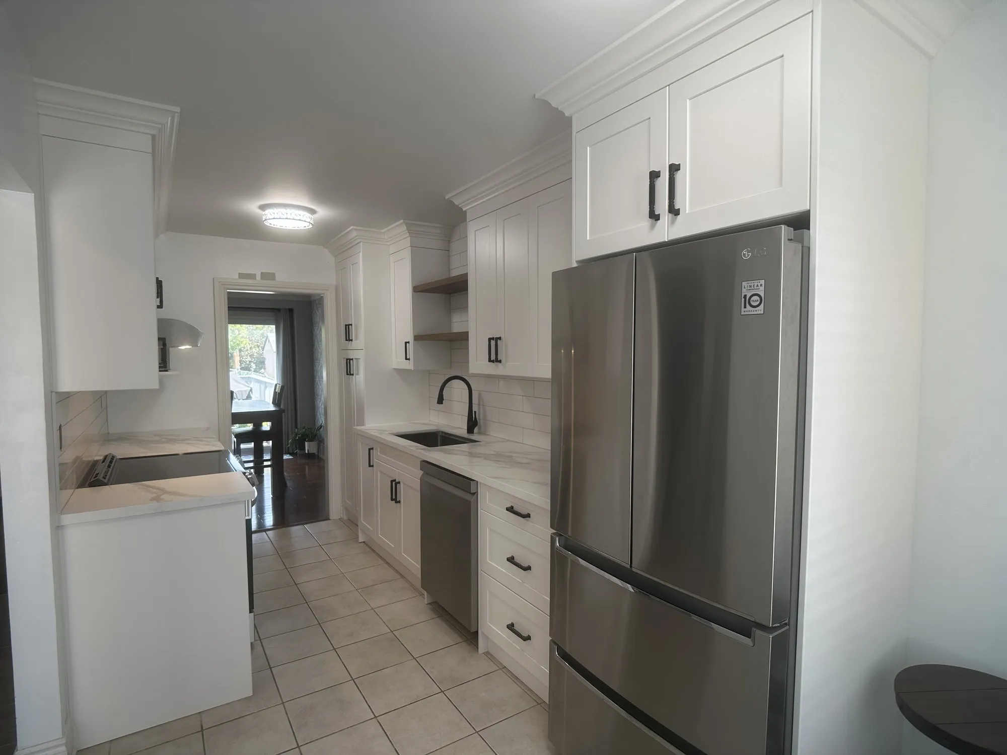 After — new kitchen supplied and fitted, off white with quartz — Richview, Etobicoke
