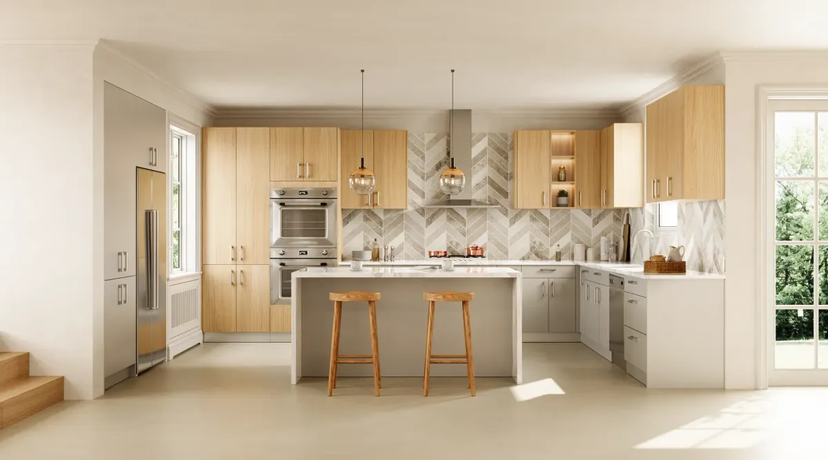 Matte Pebble Grey & Vicenza Oak kitchen